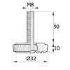 Опора резьбовая с круглым основанием диаметра 32 мм и металлической резьбой М8х90